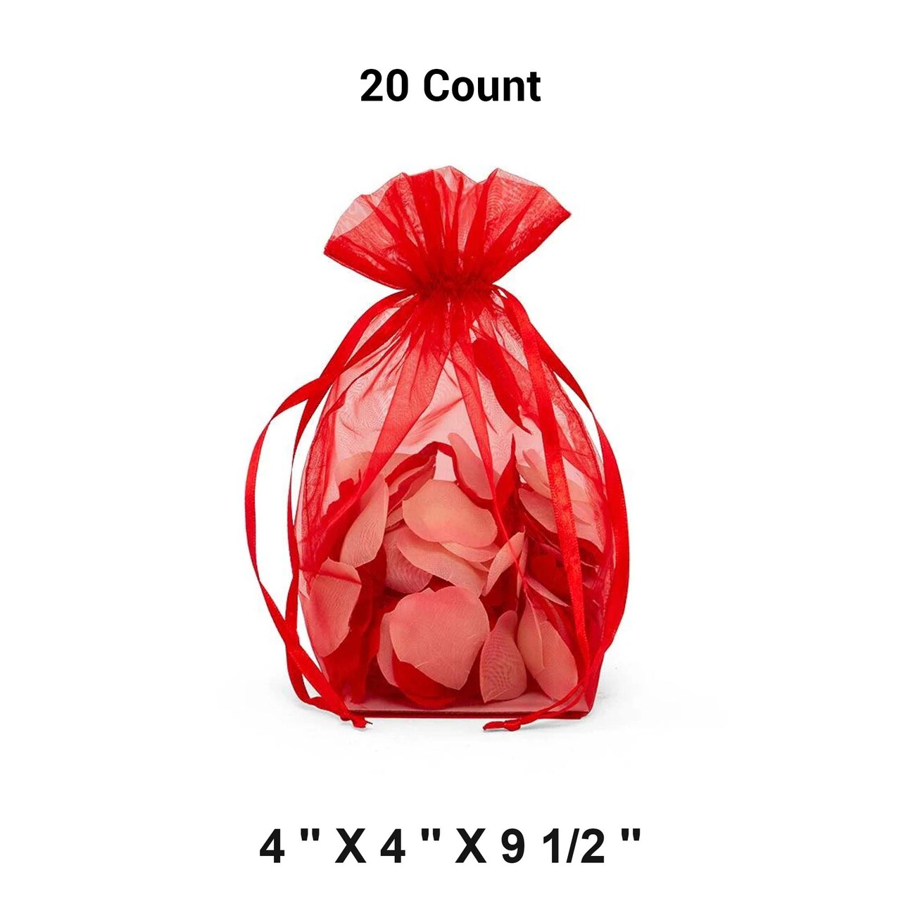 Cardboard Square Bottom Organza Bags 4 '' X 4 '' X 9 1/2 '' for Events